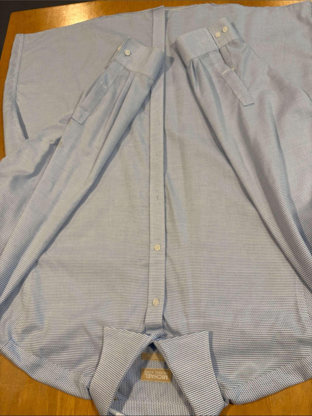 Michael Kors ~ Men's Light Blue Micro-Stripe Button-Down Shirt